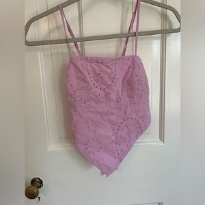 Cropped pink bandana style top with straps